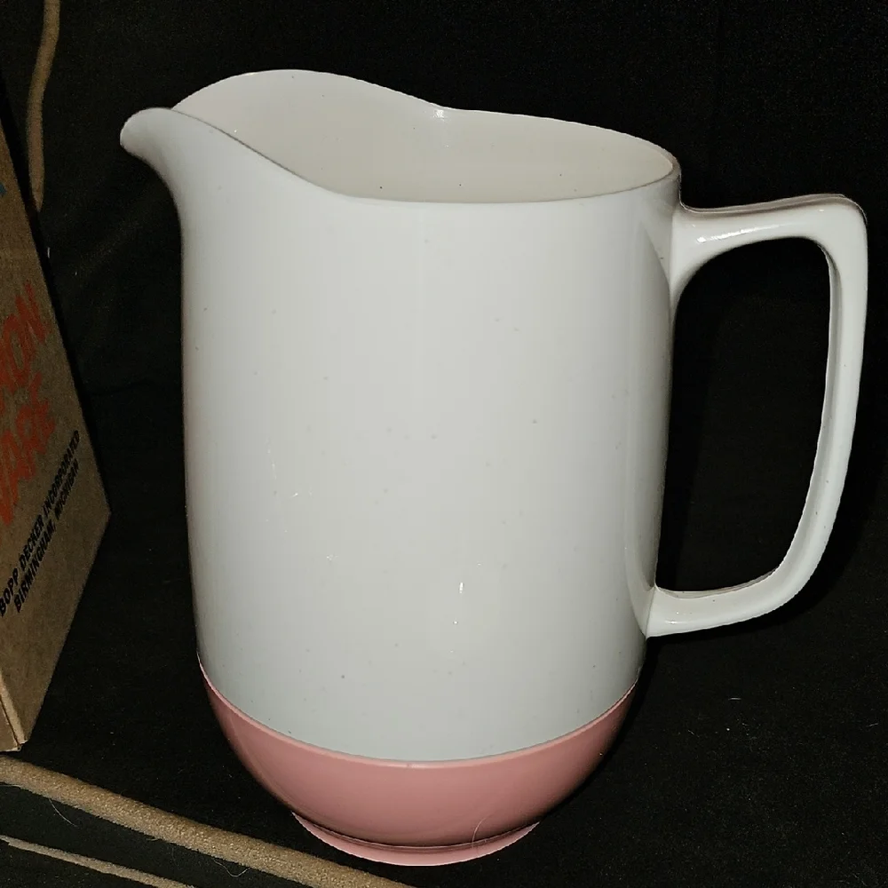 NWT RETRO Vacron Ware Pink White Pitcher 60s Server Carafe Vintage Home Decor
